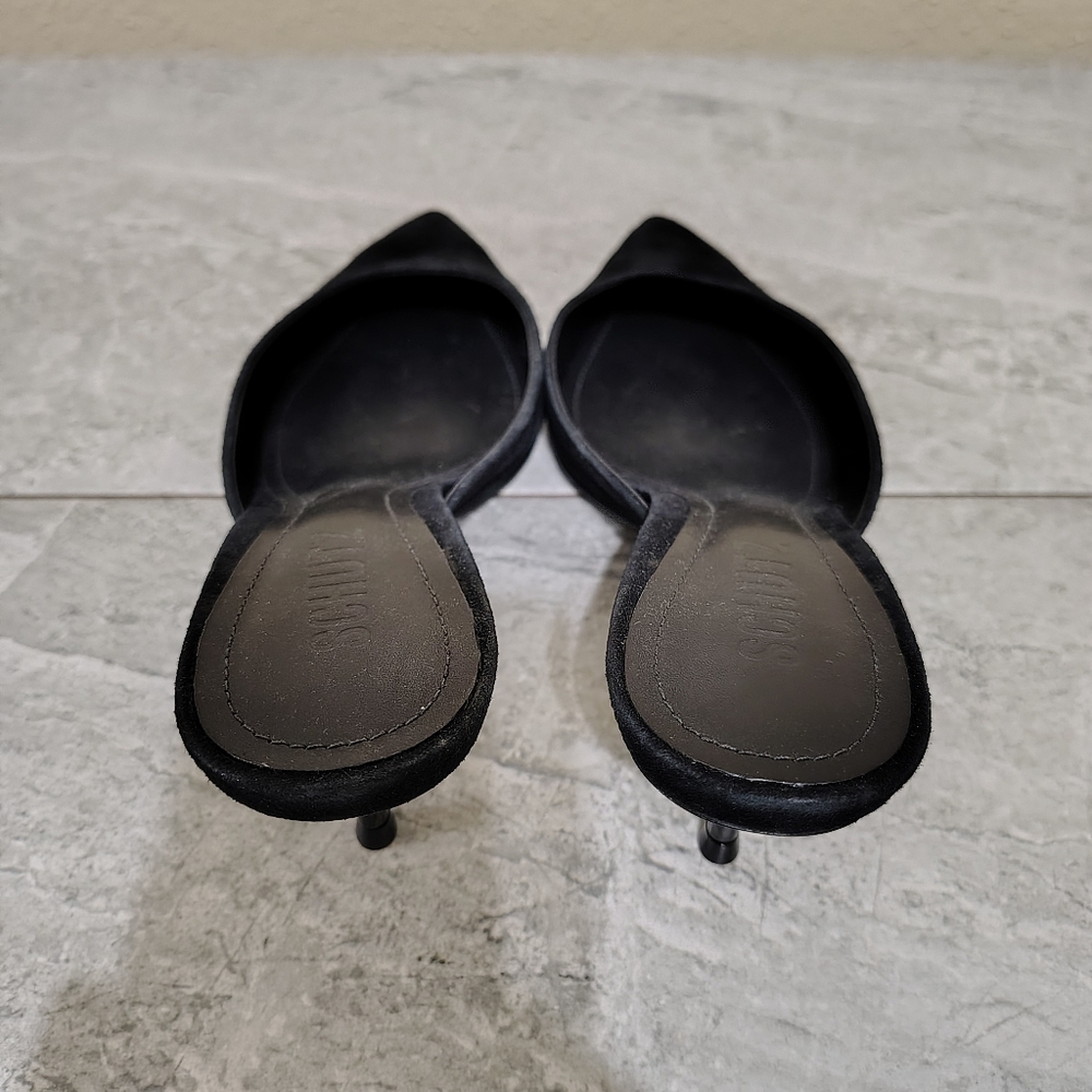 Schutz Julie Black Suede Pointed Toe Mule Heels Size 7 - Picture 6 of 10